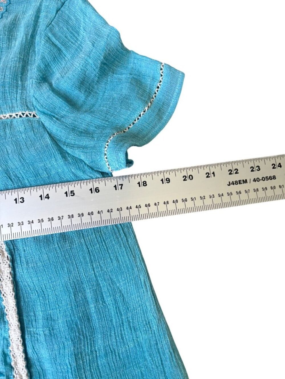 Umgee Women's Teal-Colored with Embroidered Details Short Dress - Picture 6 of 7